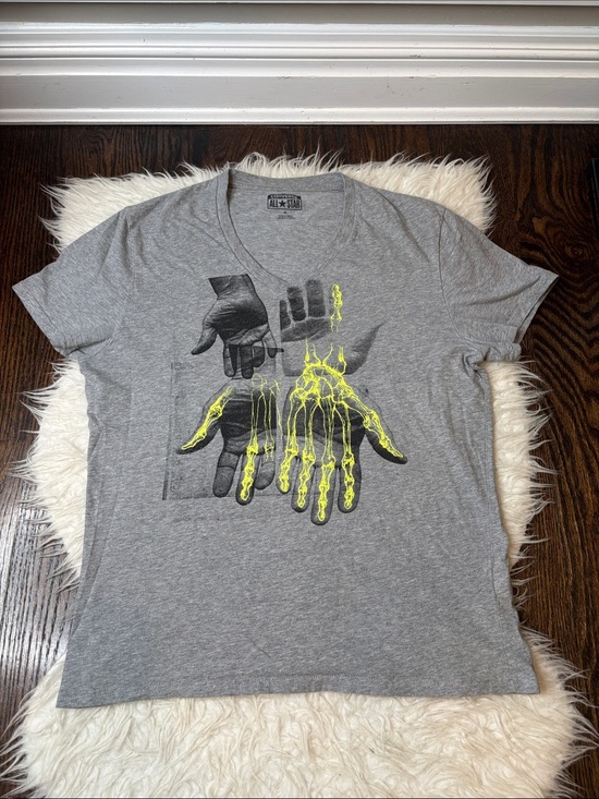 Converse All Stars Other - Converse All Star Gray Graphic T-Shirt Neon X-Ray Skeleton Hands size Med